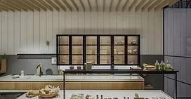 Interior with cabinetry from the Aria collection by Evviva
