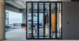Interior with cabinetry from the Leggera collection by Evviva